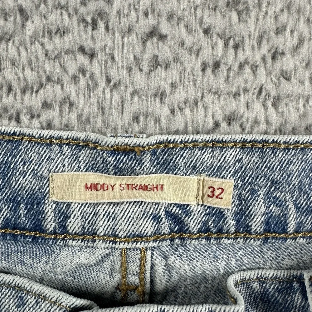 Levi's Jeans Middy Straight 32x30 Acid Wash Stretch Retro‎ Light Wash